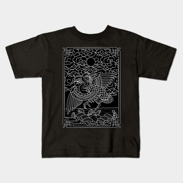 Chinese Egret Kids T-Shirt by Don Chuck Carvalho